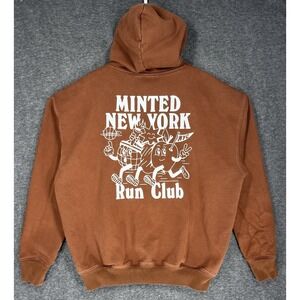 Minted New York Run Club Hoodie Mens 2XL Rust sienna Hooded Relaxed Fit Pullover